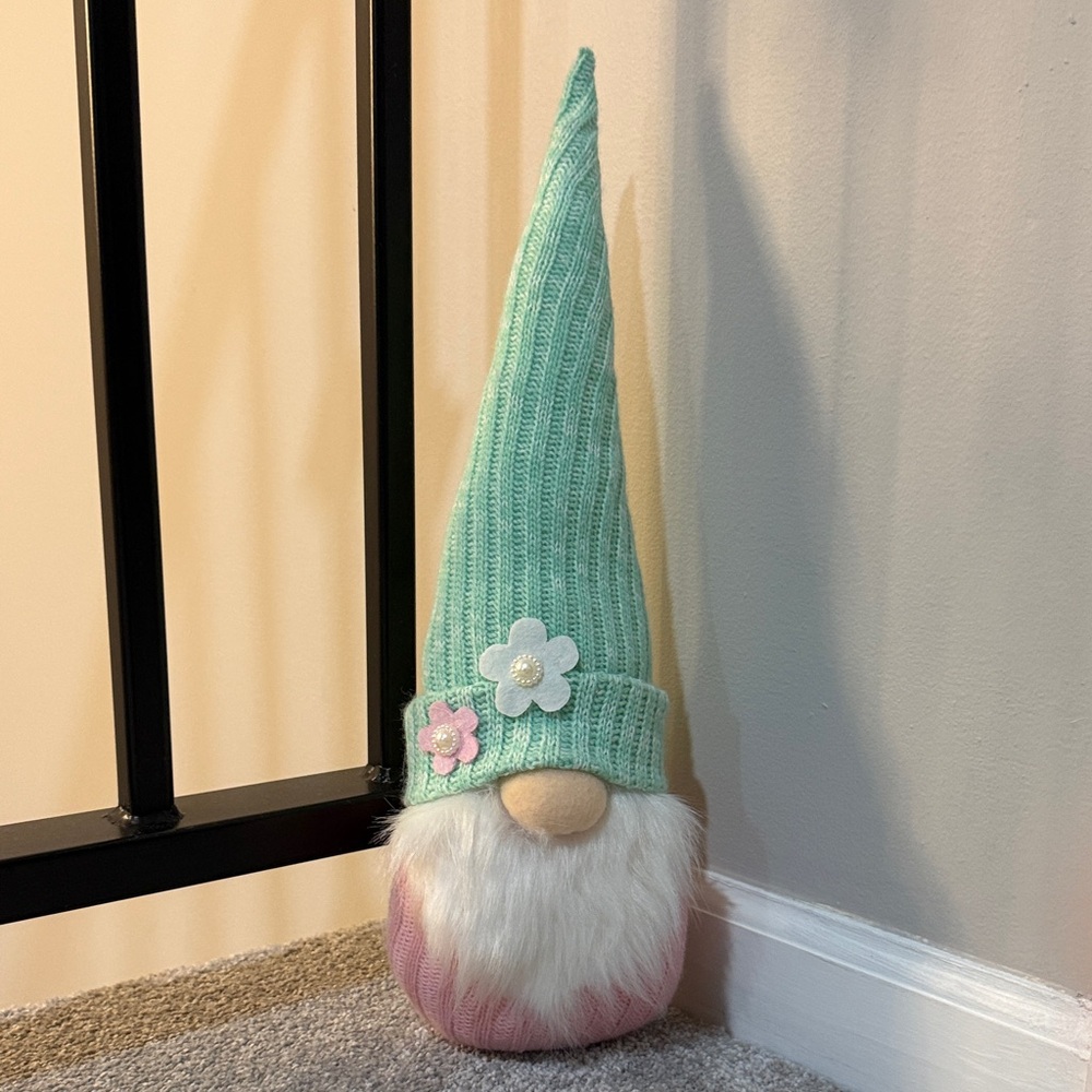 Mint Green and Pink Decorative Gnome Figurine - Brand